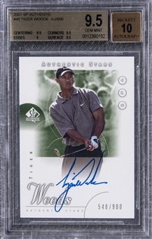 2001 SP Authentic Golf "Authentic Stars" Autograph #45 Tiger Woods Signed Rookie Card (#548/900) – BGS GEM MINT 9.5/BGS 10